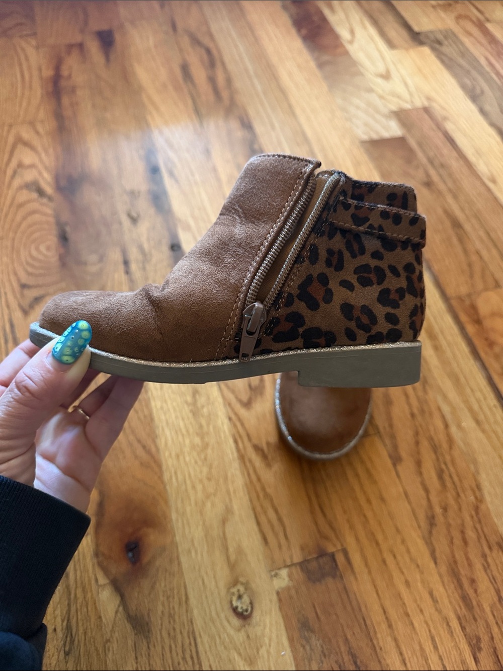 Tucker + Tate Tan Suede-Look Ankle Boots with Leopard Cuff - Picture 4 of 8